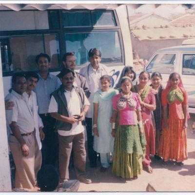 Doctor & patients & USAID officials in Gujarat in 2003